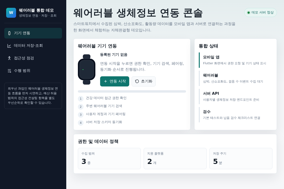 웨어러블 연동 및 WCAG 2.2 접근성 컨설팅 프로젝트