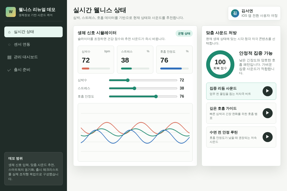생체정보 기반 웰니스 앱 UI/UX 고도화 및 iOS 앱 변환/출시