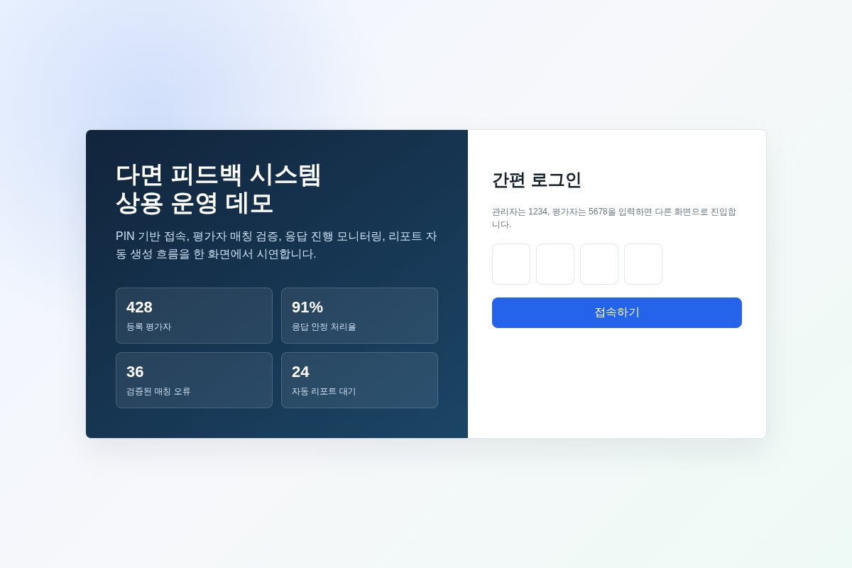 다면 피드백 시스템 백엔드 개발 및 디자인 고도화 (프로토타입 보유)