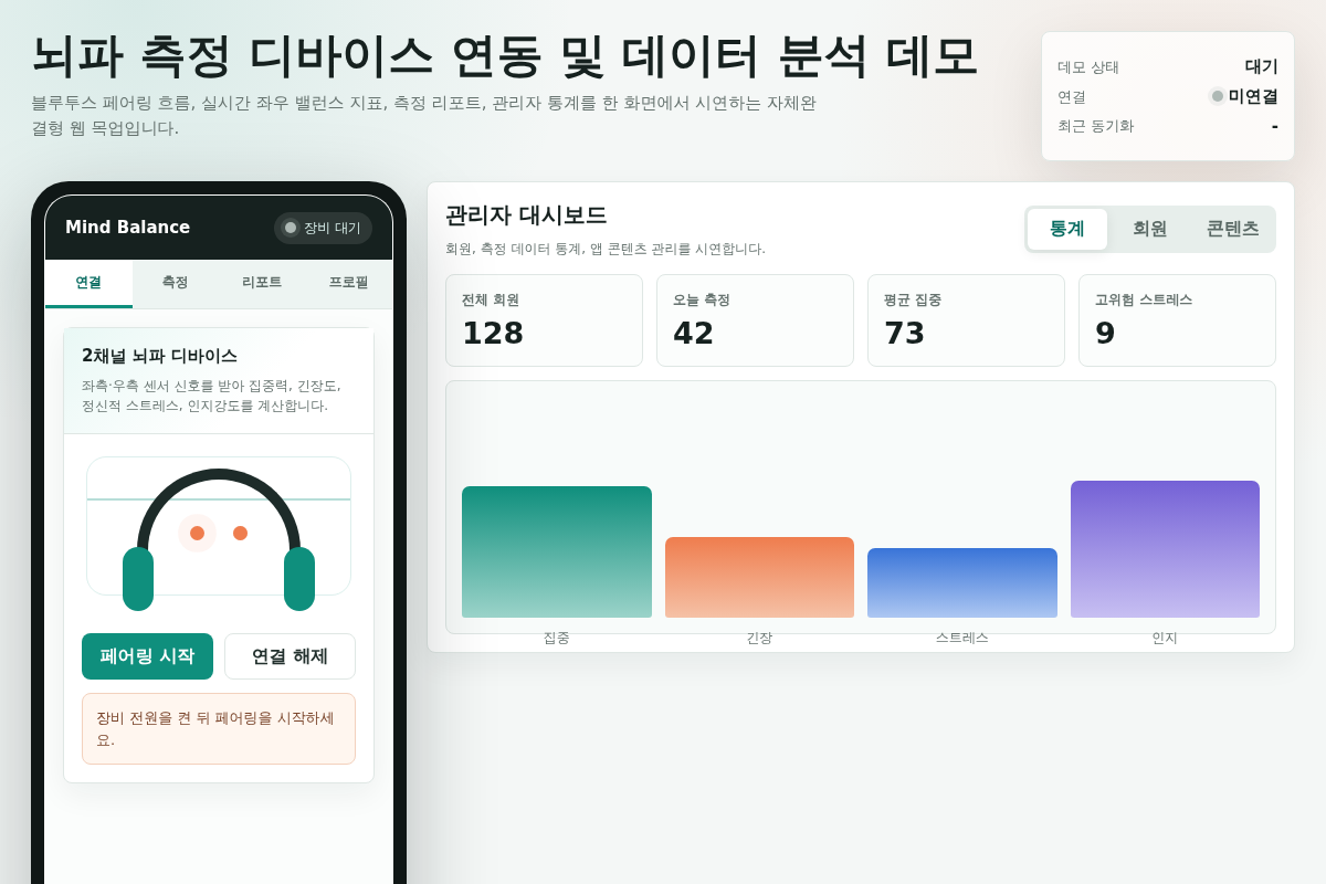 뇌파 측정 디바이스 연동 및 데이터 분석 모바일 앱 구축